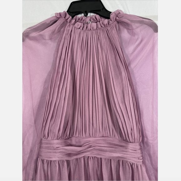 NWD Mac Duggal [ 10 ] Chiffon‎ Ruched Illusion Raglan Sleeve Ruffled Gown Q578 - Picture 8 of 16